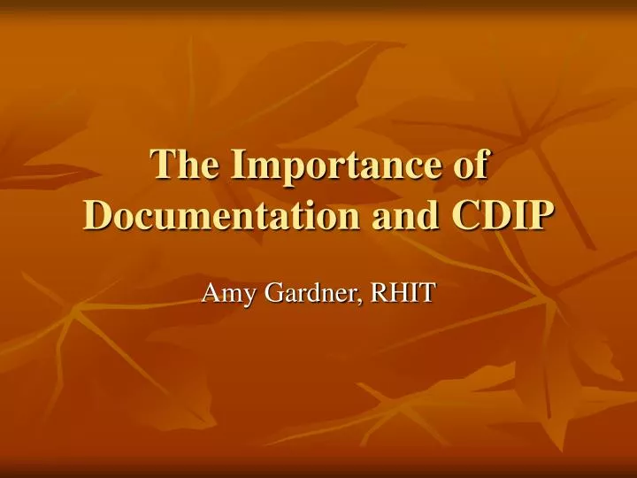 the importance of documentation and cdip