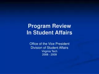 Program Review In Student Affairs