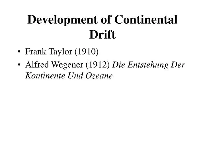 development of continental drift
