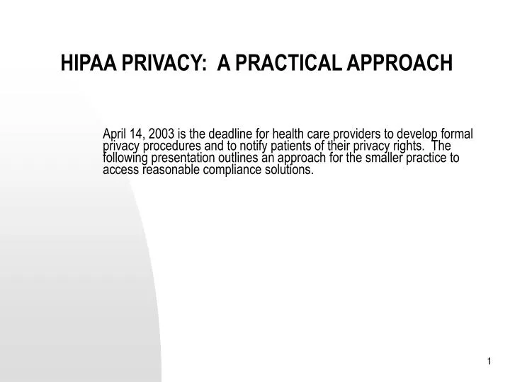 hipaa privacy a practical approach