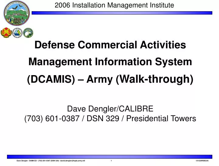 defense commercial activities management information system dcamis army walk through