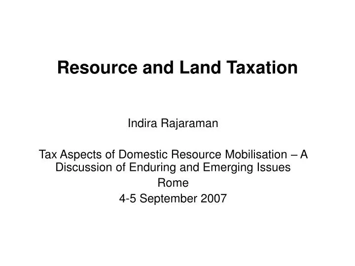 resource and land taxation