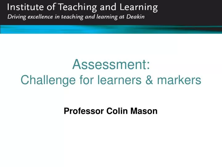 assessment challenge for learners markers