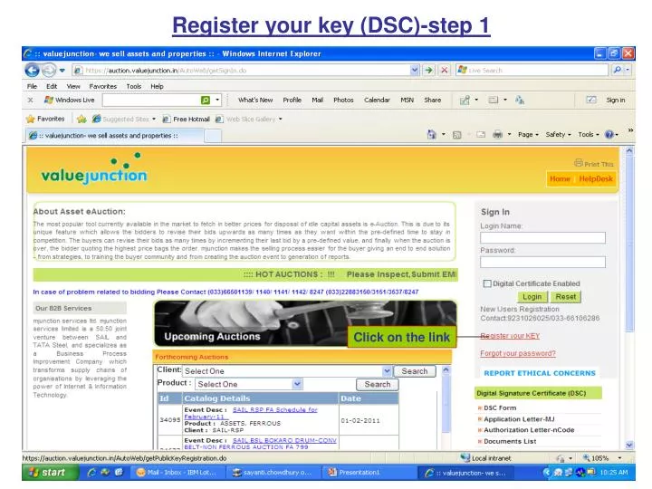 register your key dsc step 1