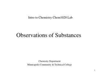 Observations of Substances
