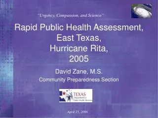 Rapid Public Health Assessment, East Texas, Hurricane Rita, 2005