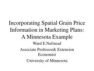 Incorporating Spatial Grain Price Information in Marketing Plans: A Minnesota Example