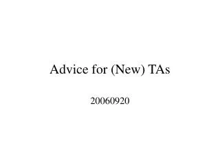 Advice for (New) TAs