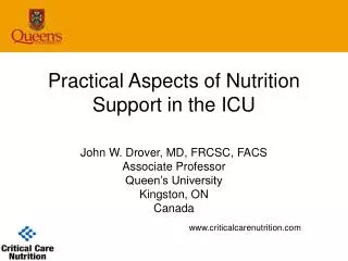 Practical Aspects of Nutrition Support in the ICU
