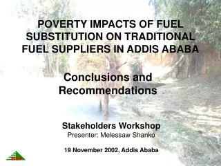 POVERTY IMPACTS OF FUEL SUBSTITUTION ON TRADITIONAL FUEL SUPPLIERS IN ADDIS ABABA