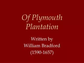 Of Plymouth Plantation