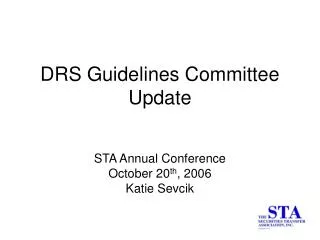 DRS Guidelines Committee Update