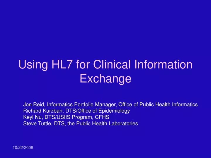 using hl7 for clinical information exchange