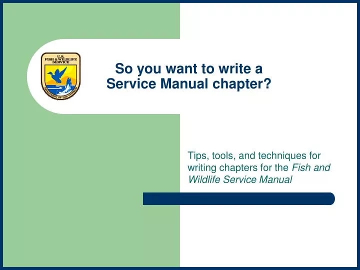 so you want to write a service manual chapter