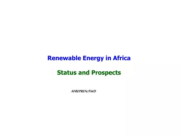 renewable energy in africa status and prospects