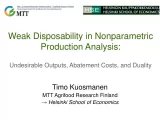Weak Disposability in Nonparametric Production Analysis: Undesirable Outputs, Abatement Costs, and Duality