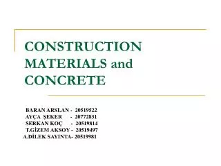 CONSTRUCTION MATERIALS and CONCRETE