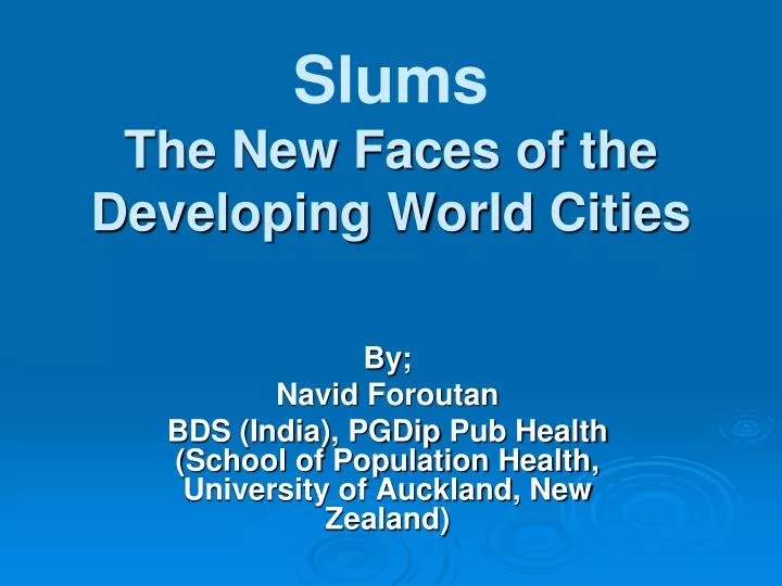 slums the new faces of the developing world cities