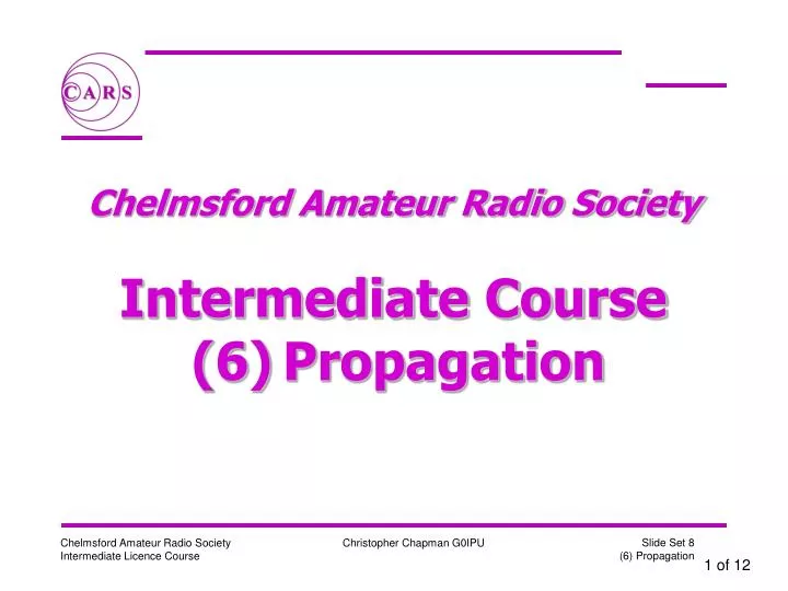 chelmsford amateur radio society intermediate course 6 propagation