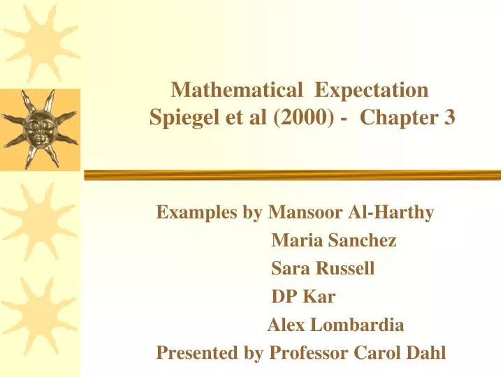 mathematical expectation spiegel et al 2000 chapter 3