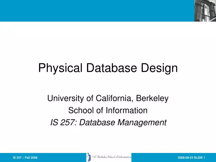physical database design