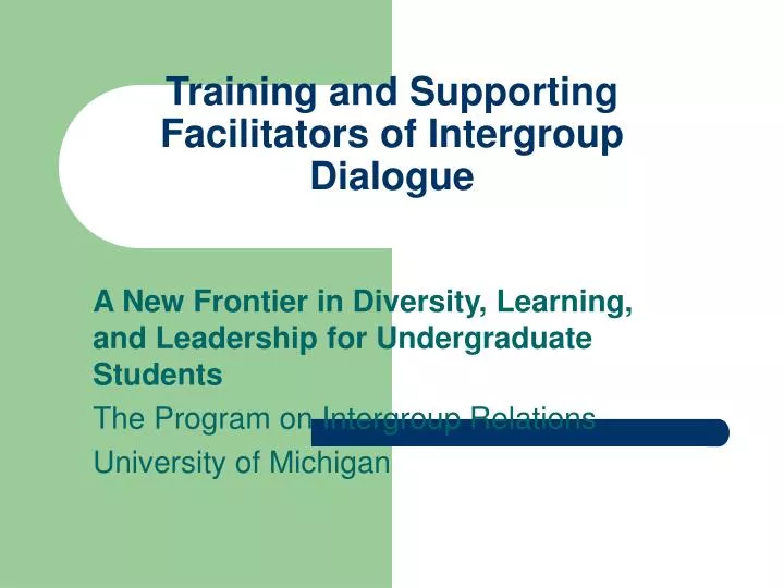 training and supporting facilitators of intergroup dialogue