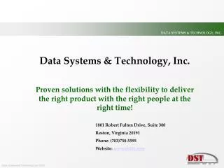 Data Systems &amp; Technology, Inc.