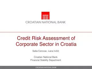 Credit Risk Assessment of Corporate Sector in Croatia