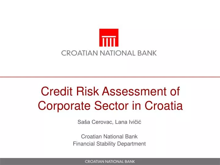 credit risk assessment of corporate sector in croatia