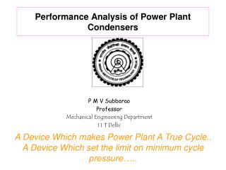 Performance Analysis of Power Plant Condensers