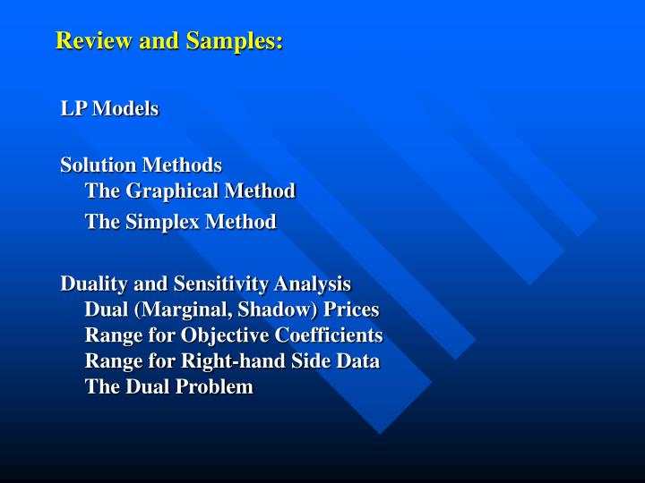 review and samples