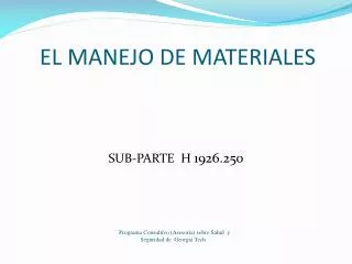 EL MANEJO DE MATERIALES