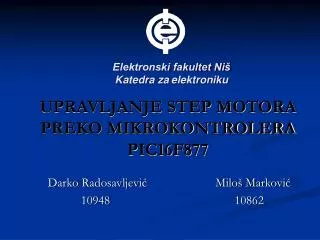 upravljanje step motora preko mikrokontrolera pic16f877