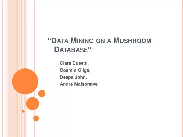 data mining on a mushroom database