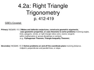 4.2a: Right Triangle Trigonometry