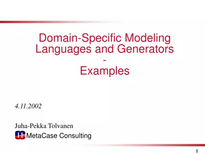 domain specific modeling languages and generators examples