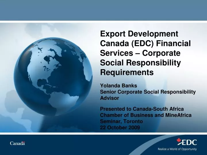 export development canada edc financial services corporate social responsibility requirements