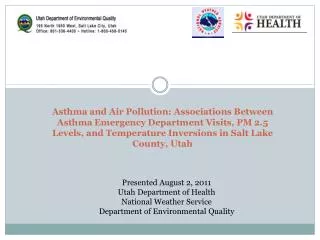 Asthma and Air Pollution: Associations Between Asthma Emergency Department Visits, PM 2.5 Levels, and Temperature Invers