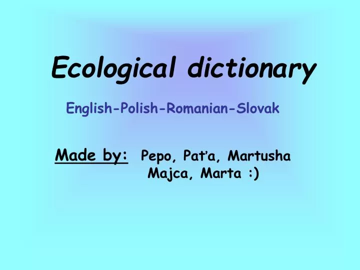 ecological dictionary