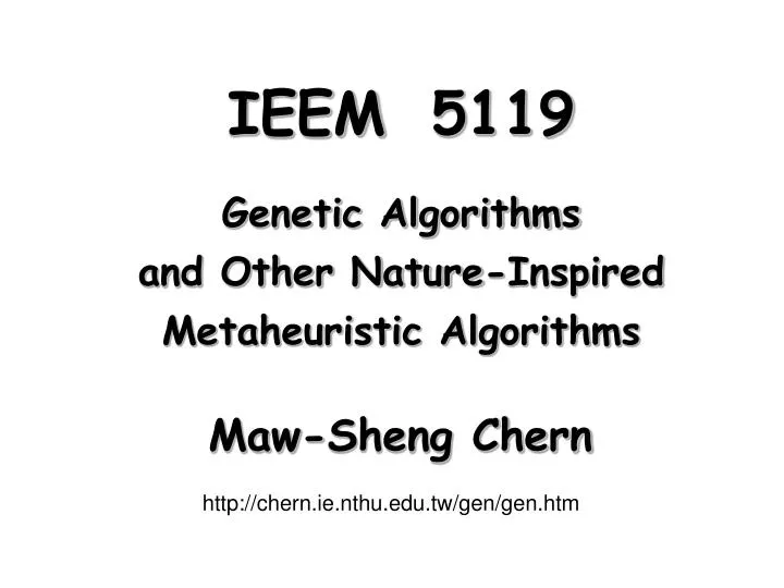 ieem 5119 genetic algorithms and other nature inspired metaheuristic algorithms