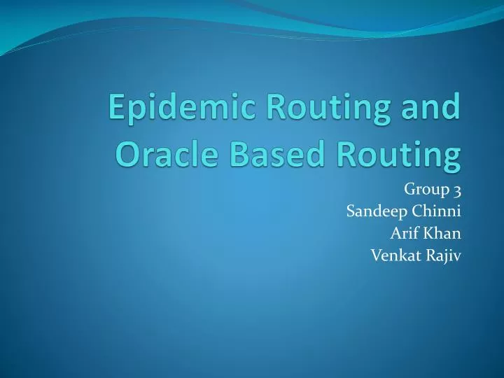 epidemic routing and oracle based routing