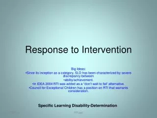 response to intervention
