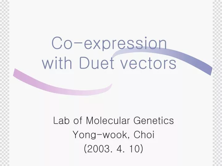 co expression with duet vectors
