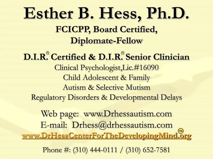 esther b hess ph d fcicpp board certified diplomate fellow