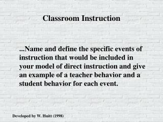 Classroom Instruction