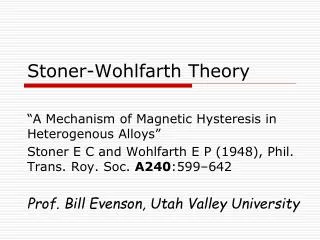Stoner-Wohlfarth Theory
