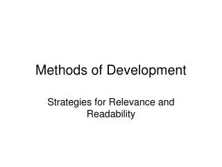 Methods of Development