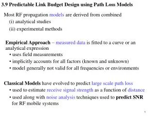 3.9 Predictable Link Budget Design using Path Loss Models
