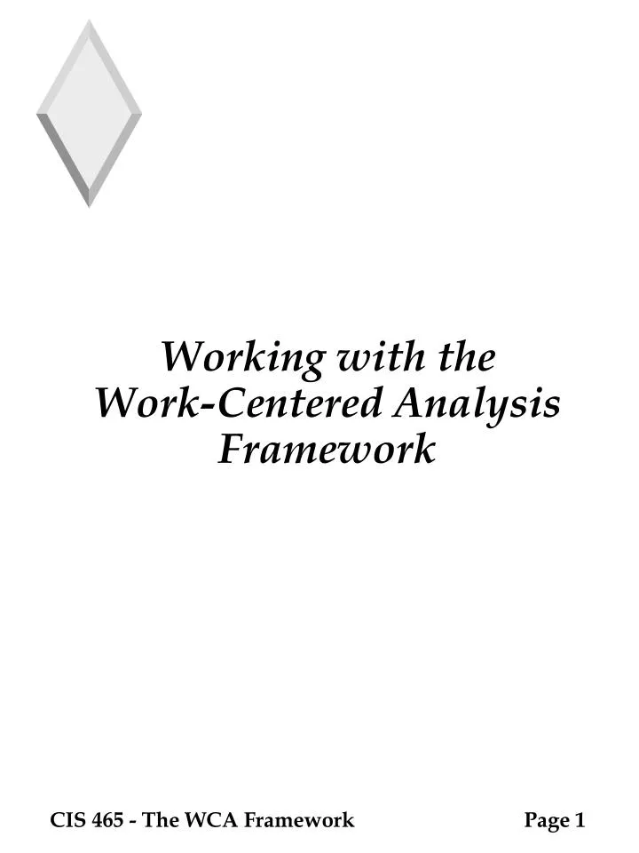 working with the work centered analysis framework