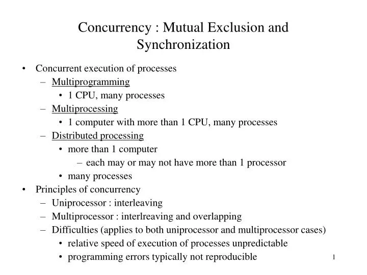 concurrency mutual exclusion and synchronization